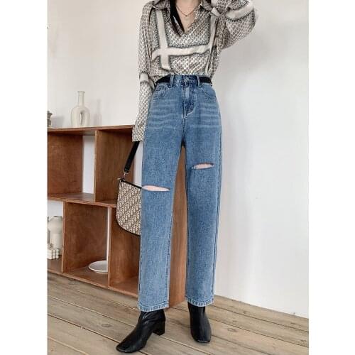 Autumn Winter Womens Jeans New Korea Women Fashion Casual Trend High Waist Jeans Plus Size Female Loose Straight Harem Pants