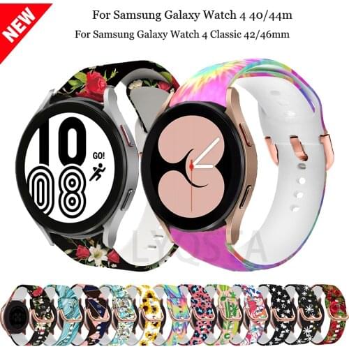 Sport Print Watchband For Samsung Galaxy Watch 4 40/44mm Silicone Replacement Wristband Strap Bracelet Quick release Accessories