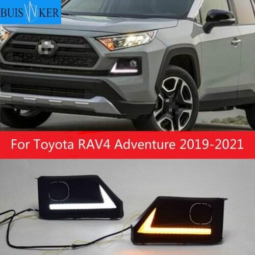 LED DRL Day Light for Toyota RAV4 Adventure 2019-2021 Daytime Running Light Fog Lamp with Dynamic Sequential Turn Signal