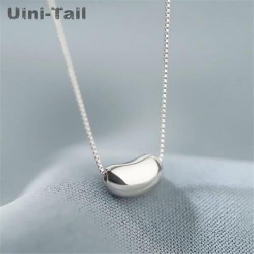 Uini Tail new design hot sale 925 sterling silver temperament lucky smooth peas pendant necklace simple small and sweet jewelry