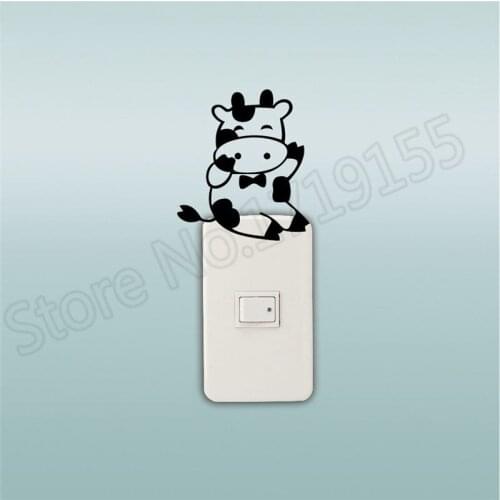 Cute Little Cow Switch Sticker wall decal vinyl nursery decoration Sticker for Kids boby Room vinyl mural light decoration ZW77