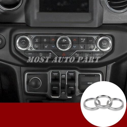 Inner Console Air Condition Knob Trim Cover For Jeep Wrangler JL 2018-2019 Red/Silver/Blue/Black Car decoration Car Trim