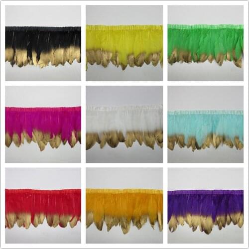 YY-tesco Multi Color Goose feather trims 100 Meters/lot Dyed geese feather ribbons /15-20cm Goose feather fringes High Quality