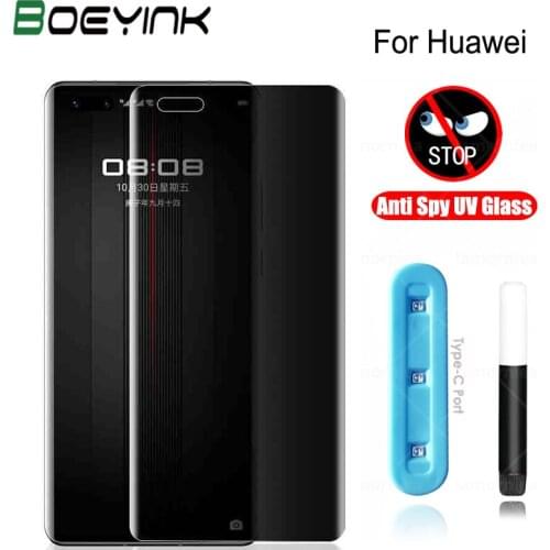 For P30 P40 Pro Ultra Privacy Screen Protector Anti Spy UV Tempered Glass For Huawei Mate 20 30 40 Pro Nova 7 8 Honor 30 40 Pro