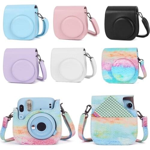 PU Leather Bag Camera Protective Case Cover Shell With Adjustable Shoulder Strap For Instax Mini 11 Film Camera Accessories