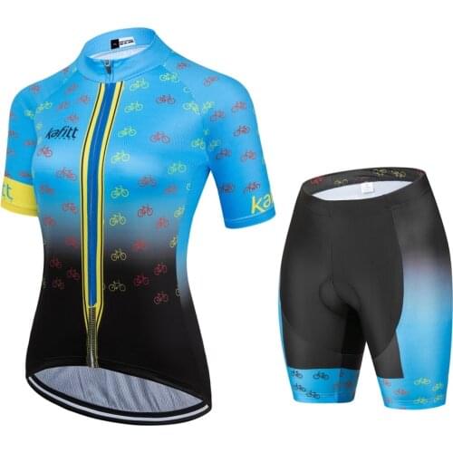 Kafitt Womens Cycling Shirt Clothing Cycling Shorts Dress Bike Equipment Bicycle Jersey New Summer Blue Short Sleeve Breathable