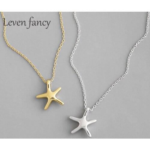 Beachy Sealife Seaside Nautical Sea Star Starfish Necklace In Sterling Silver 925 Best Friend Jewelry Pentagram Short Necklace