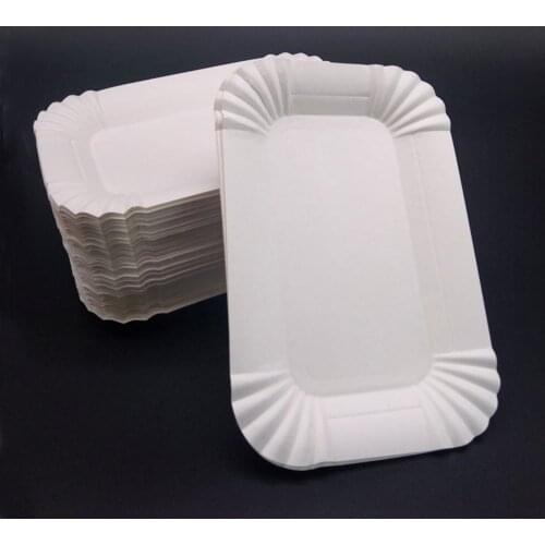 10Pcs/set Disposable Paper Plates Rectangular Dinnerware Paper Plates Set Festival Wedding Christmas Birthday Party Supplies