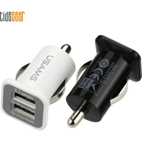 10pcs/lot 5V 3.1A Micro Auto Universal Dual 2 Port USB Car Charger for IPhone IPad IPod Chargers Adapter / Cigar Socket