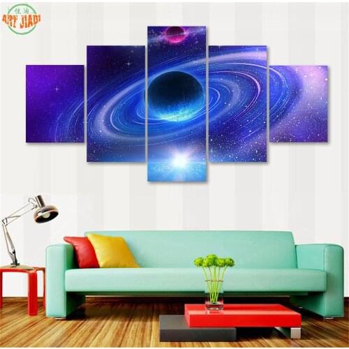 3-4-5 Piece Canvas Art Beautiful Planet With Rings Starry Sky Canvas Painting Decorations For Home Wall Art Prints Canvas\A832