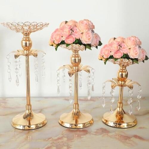 3PCS/Set Crystal Candle Holder Wedding Decoration Table Centerpieces Candelabra Birthday Party Flower Vase Holder Home Decor