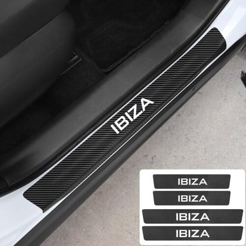 4Pcs Car Door Sill Carbon Fiber Anti-scratch Stickers For Seat Leon Ibiza Ateca Sportcoupe Altea Alhambra Exeo Arona Toledo