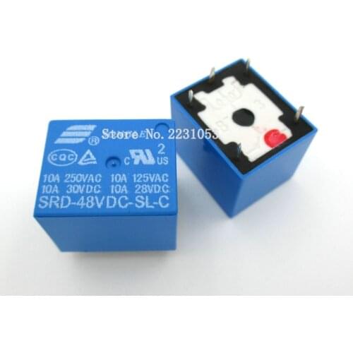 5PCS/LOT SRD-48VDC-SL-C Relay T73-48V 5 pin PCB Type 10A 48V DC Power Relay