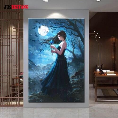 5D DIY square/round Diamond painting Beauty moon rose Cross Stitch Diamond Embroidery Pattern Rhinestone J3125