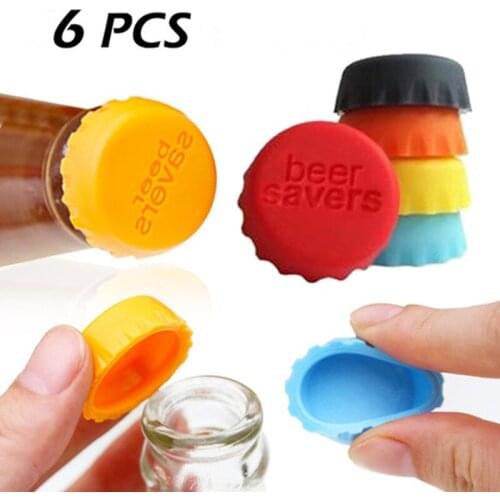 6Pcs Reusable Silica Gel Bottle Cap Sealed Beer Cap Vinegar Soy Sauce Bottle Soda Cola Cap Wine Protective Stopper