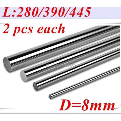 8mm linear rail smooth rod linear rod set : 2 x 280mm ,2 x 390mm , 2 x 445mm for 8mm linear shaft LM8UU CNC parts 3D printer