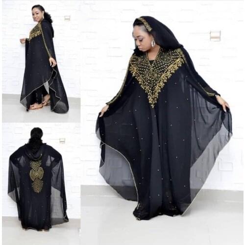 Super Size African Dresses for Women Luxury African Clothes Dashiki Diamond Beading Abaya Dubai Robe Boubou Africain Dress Cape