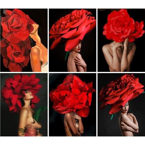 5D DIY Diamond Painting Woman Flower Diamond Embroidery Mosaic Home Decor Criss Stitch Kits Handmade Gift