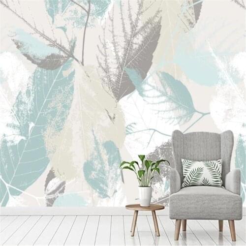 Milofi custom large wallpaper murals Nordic modern hand-painted leaves leaves petals living room background wall