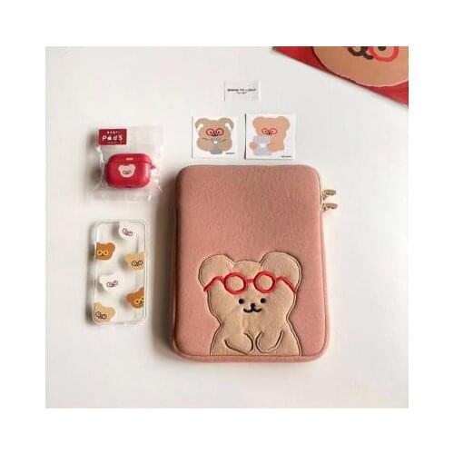 Tablet case Cute cartoon Cartoon laptop case 11/13 inch ipad liner bag iPad Tablet Bag Laptop Spectacled bear ins