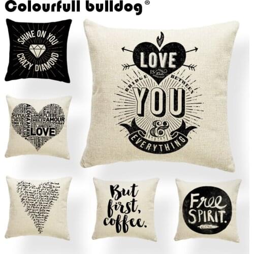 Black and Beige Word Image Cushion Cover Arrow Feather Free Spirit Pillows Abstract Meditation Gift Decor Living Room Pillowcase