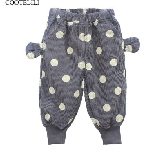 COOTELILI Fashion Girl Clothes 2 Years Girls Leggings For Kids Boys Pants 2018 Autumn Cute Dot Corduroy Children Pants 80-130cm