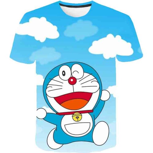 Summer Cartoon Robot Cat Doraemon Print For Clothing DIY Childrens T-shirt Clothing Patches Kids Boys Girls Pink Cute T-shirts