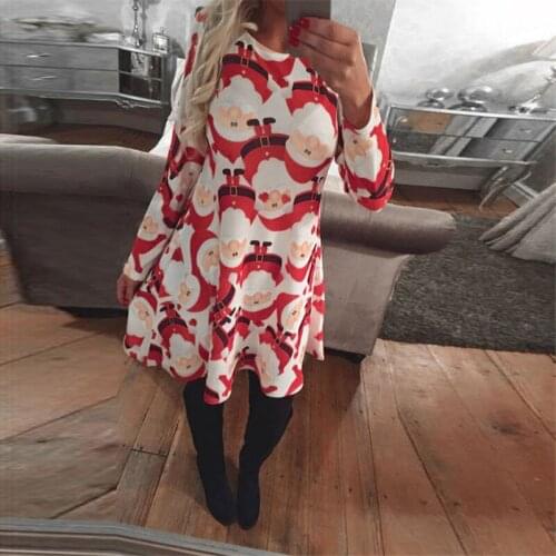 Inventory Clearance Autumn Women Casual Long Sleeve Cute Christmas Tree Snowman Dresses Loose Plus Size Dress Vestidos 4xl 5xl