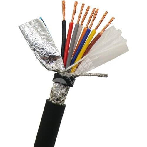 Shielded Towline Wire 8 core 0.3, 0.5, 0.75,1 ,1.5 mm² High Flexibility TRVVP Drag Chain Cable 5m (22,20,18,17 16AWG)