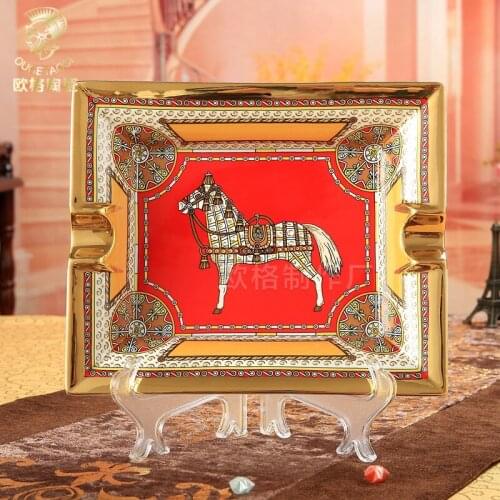 Cinzeiro de charuto europeu osso china cinzeiro duplo sulco ouro retratando conjunto cigarro cerâmica