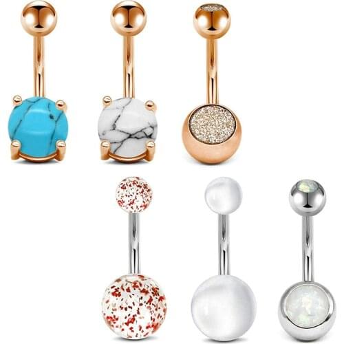 Belly Button Rings Surgical Stainless Steel 14G CZ Navel Belly Rings 3/8" 10mm Piercing Barbell Body Jewelry for Women Girls