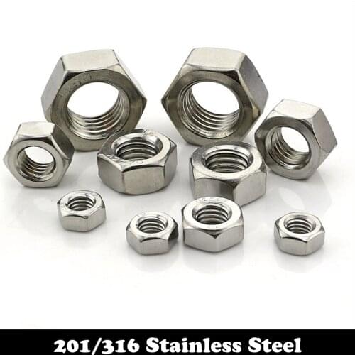 M2 M2.5 M3 M4 M5 M6 M8 316 Stainless Steel 316SS DIN934 Full Metric Thread Hexagon Hex Nut