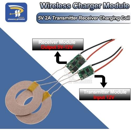DC 9V-12V Large Current Wireless Power Supply Charger Module 5V 2A Transmitter Receiver Charging Coil Module DIY XKT-412