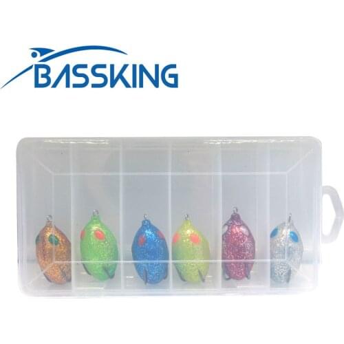 6Pcs 5cm Frog Fishing Lures Kit with Box 11.8-12.3g Hollow Body Soft Baits Double Hooks Frog Bait Wobblers Peche Leurre Souple