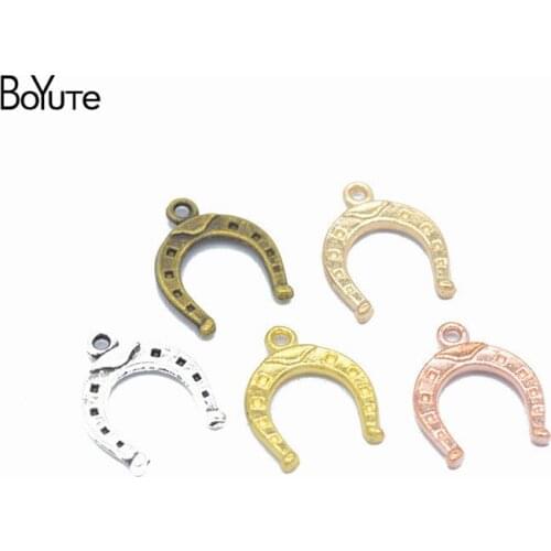 BoYuTe Wholesale (100 Pieces/Lot) Metal Alloy 16*13MM with 1MM Hole Horseshoe Charms for Jewelry Making Diy Accessories
