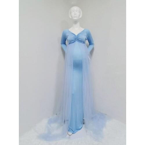 Popodion Maternity Dresses Long Sleeve Pregnant Maternity Dresses for Photo Shoot Pregnancy Dress ROM80243