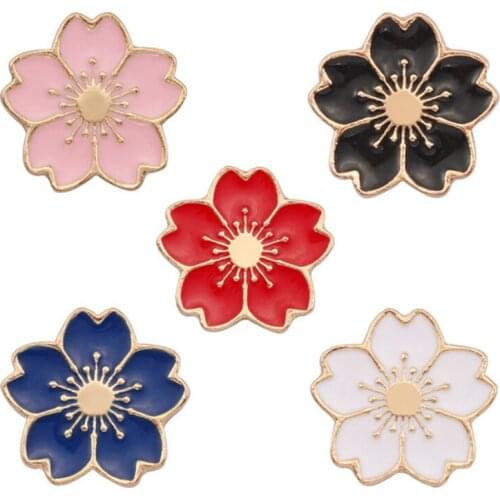 Lovely The new 2019 Sweet Cherry Blossom Brooch Lady Drip Flower Collar Pin Badges Clothing Cuff Bags Accessories Female