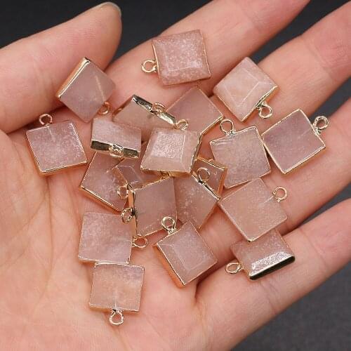 Natural Red Aventurine Pendants Charms Stone Square Shape Pendants DIY for Necklace or Jewelry Making Size 12x16mm