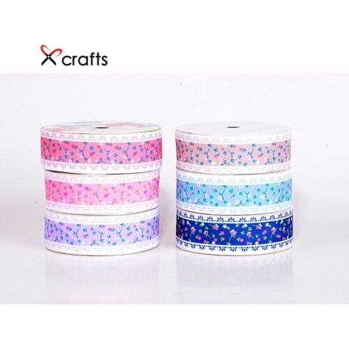 Silk Satin Ribbon 100% Polyester Printed Flowers 1" 25mm For Hair Bow Kont Accessories Gift Wrap Decoration Ribbons BBXQ-017