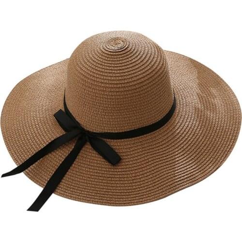 Women Summer Travel Beach UV Protection Bowknot Wide Brim Straw Hat Sun Cap Ladies summer hat for women wedding chapeu feminino
