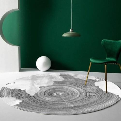Modern Luxury Carpet With Annual Ring Printed Round Carpet For Living Room Geometric Endless Rugs Dining Room Mat Home Decor