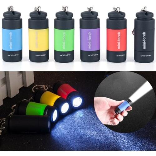LED Mini Flashlight Key Chain Portable Torch Outdoors Waterproof Battery USB Rechargeable Hiking Camping Flashlights