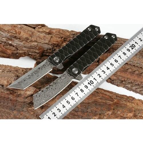 Damascus Steel Pattern Knives Folding Knife Camping Defense Knife Outdoor Fishing Multi-Purpose EDC Hunting Survival Equipment