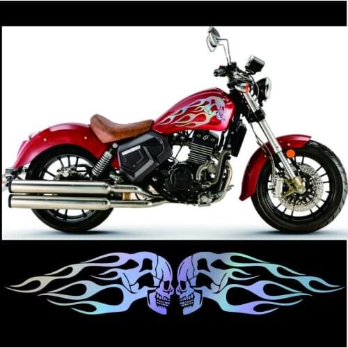 Universal Motorcycle Skull Flame Stripe Gas Tank Vinyl Decals Car Sticker