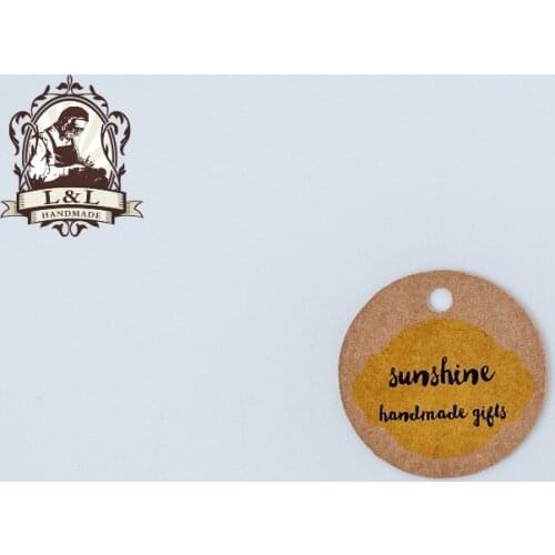 Y5 200 pcs 3.5cm round kraft/white paper tag Clothing labels, custom labels, high-end dress labels,Shape optional