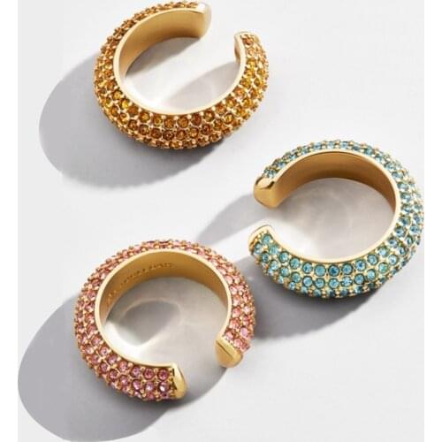 Women Fashion CZ Small Stackable Clip Earrings Elegant Statement Gold Color Copper Huggie Earcuffs for Girls Wedding Jewelry