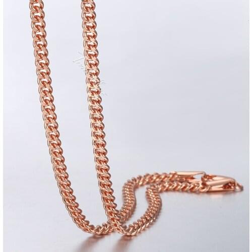 3mm Womens Necklace Chain Cut Round Curb Cuban 585 Rose Yellow Gold Filled GNM97