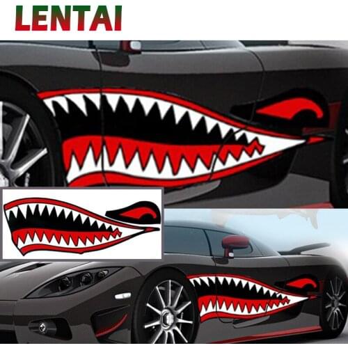 LENTAI 1Pair Car Stickers car body Shark Mouth Styling For Renault Duster Megane 2 Logan Captur Dacia Citroen C4 C5 Peugeot 307