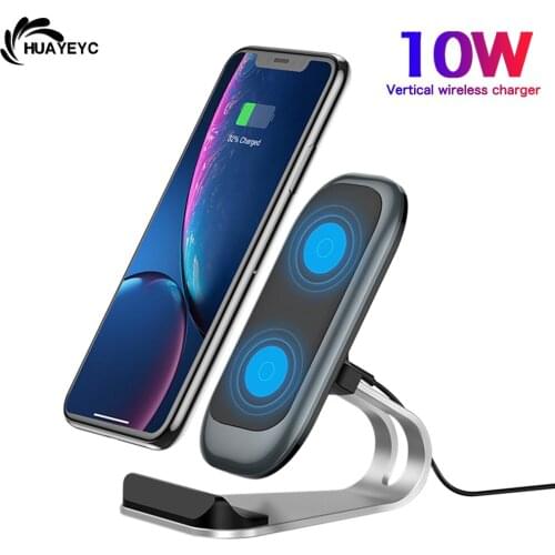 10W Qi Wireless Charger Stand For iPhone 12 11 Pro XS MAX XR X 8 Samsung S21 S20 S10 S9 Fast Charging Dock Station Phone Charger