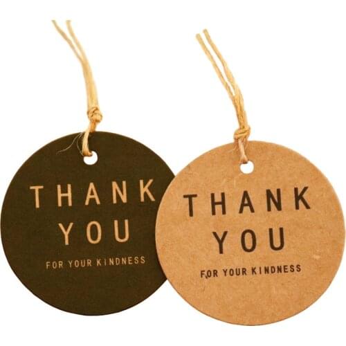 100pcs Round Kraft Paper Tag Thank You Gift Tag Price Paper Labels Party Gift Box Tags DIY Sewing Garment Tag Wedding Decoration